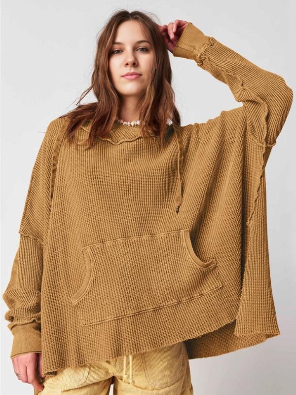 Felpa con cappuccio oversize a maglia waffle - Giulia