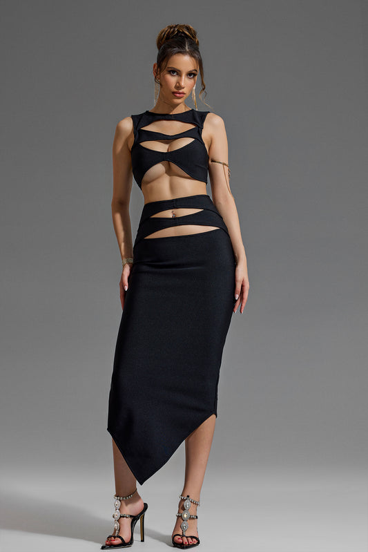 Valentina™| Set top e gonna midi con tagli