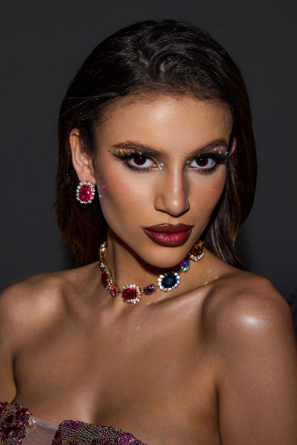 Valentina™| Orecchini con diamante e collana colorata