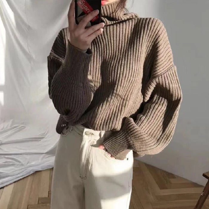 Valentina™| Pullover di lusso con colletto alto e maniche a palloncino