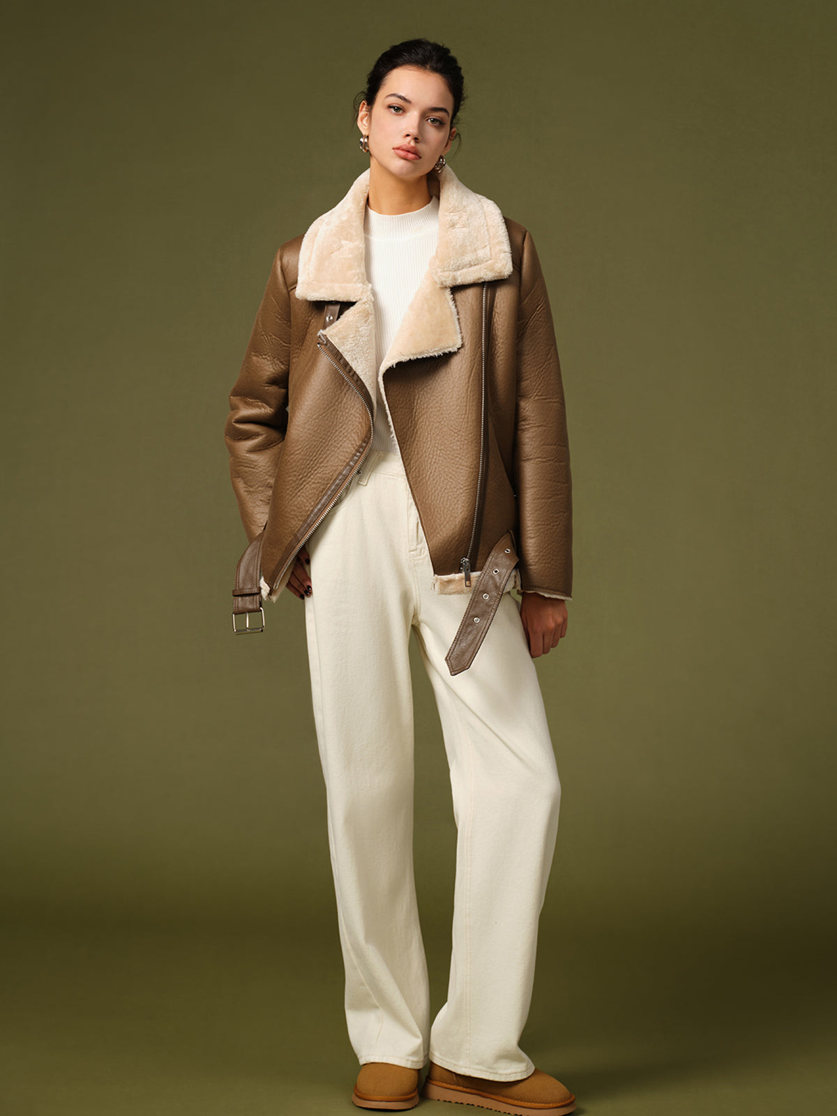 Valentina™| Giacca in Shearling con Cintura e Zip