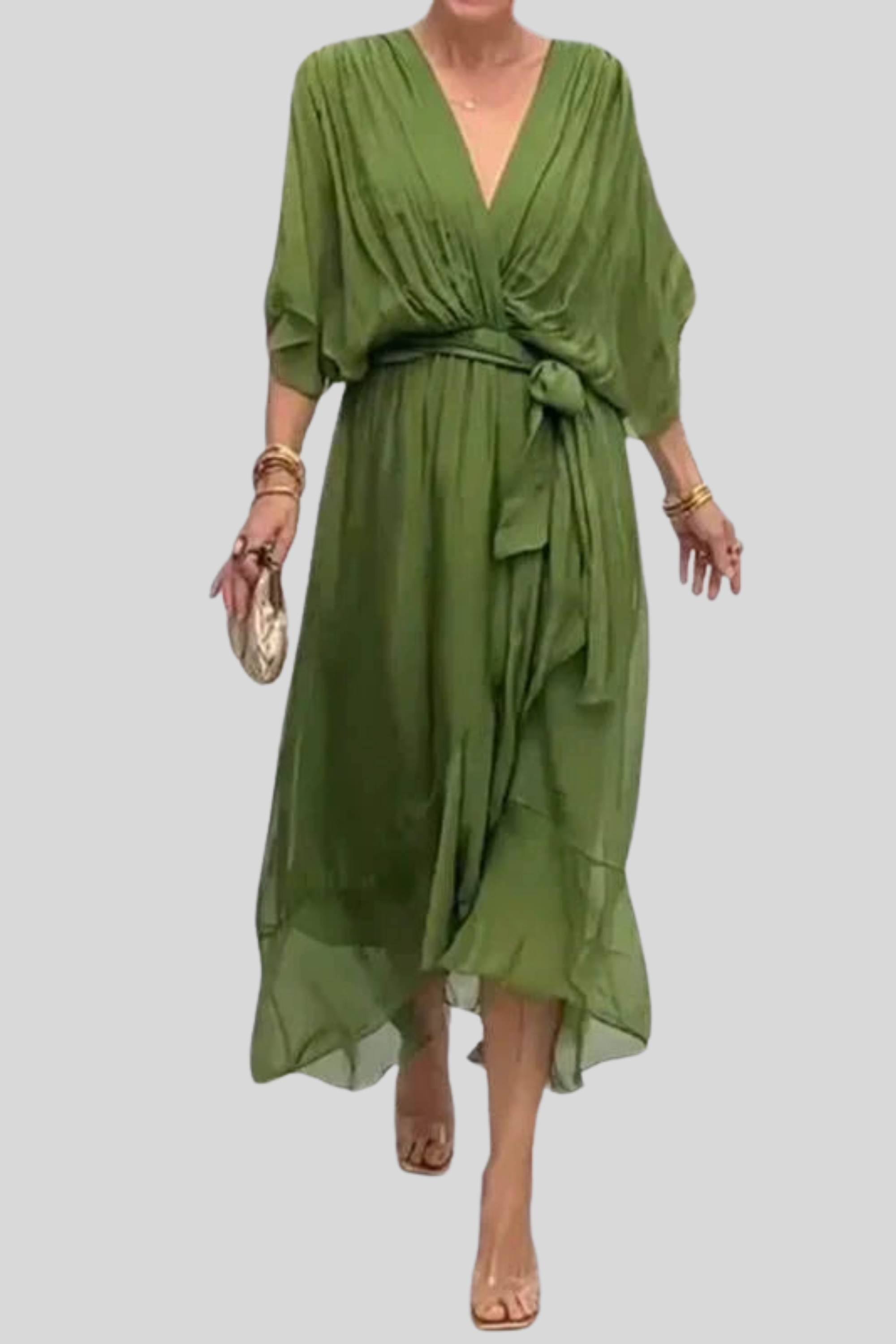 Fiora - Elegante e raffinato abito lungo con scollo a V