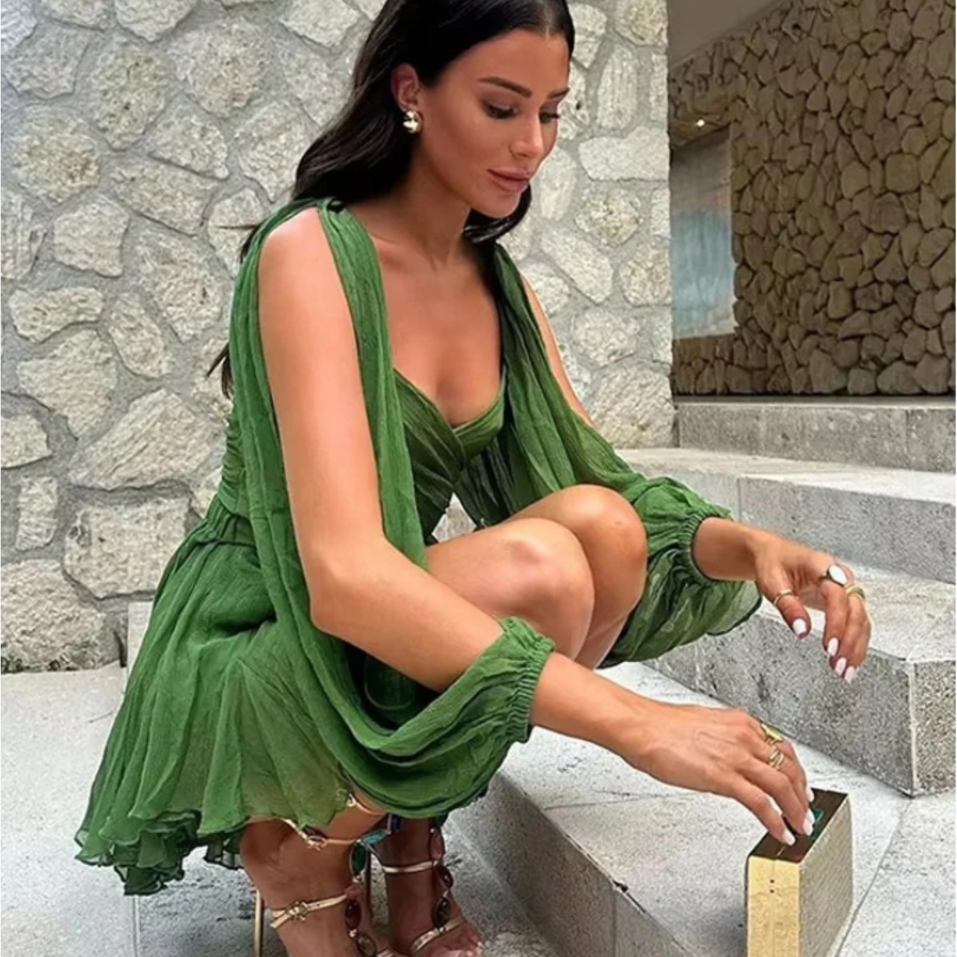 Valentina™| Abito fluido con maniche a farfalla