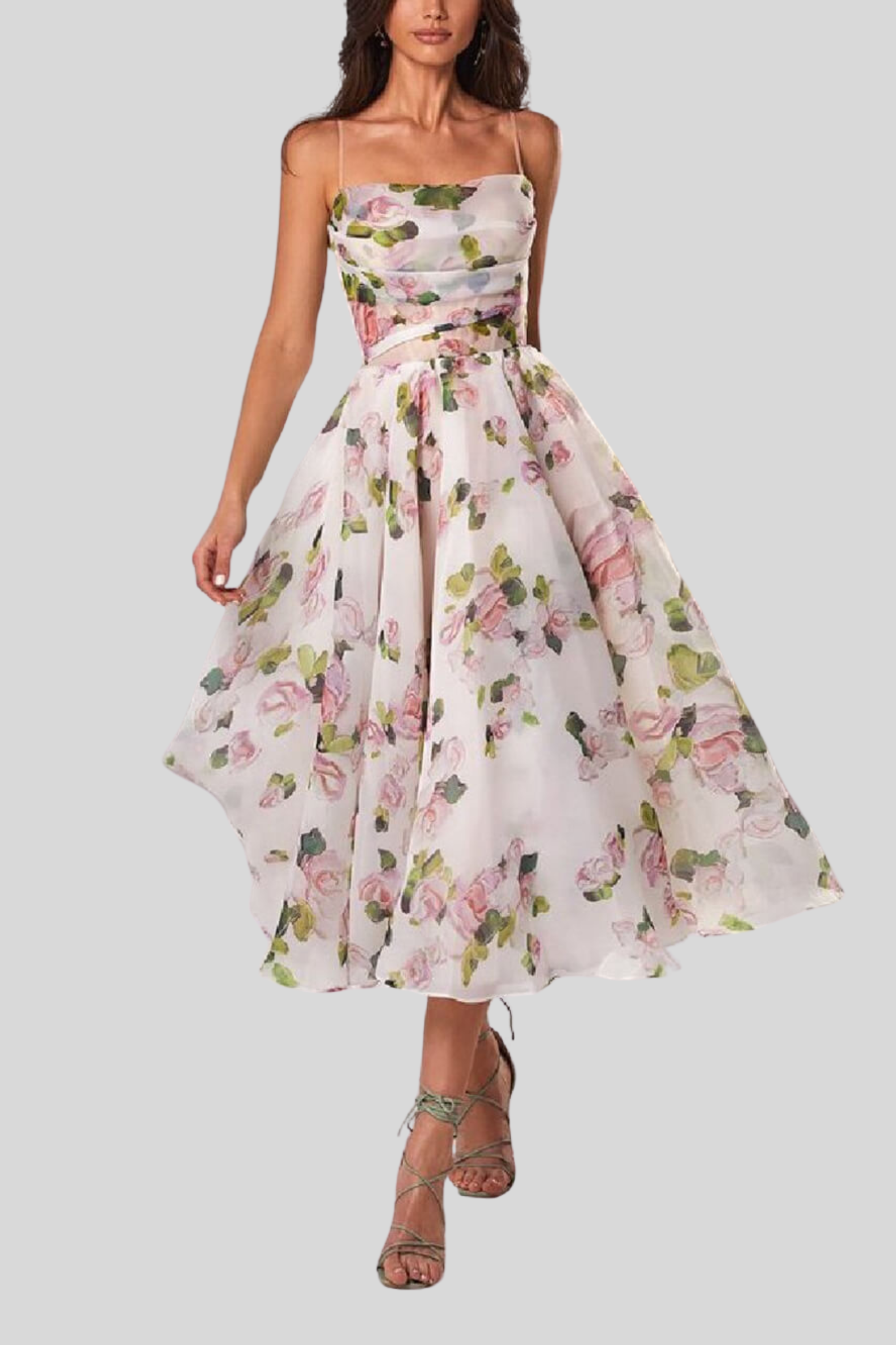 Fioretta – Abito midi floreale senza spalline