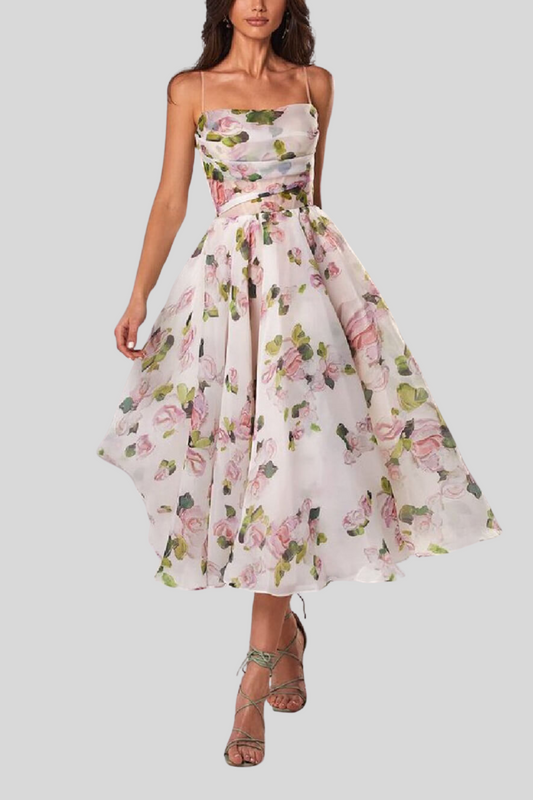 Fioretta – Abito midi floreale senza spalline