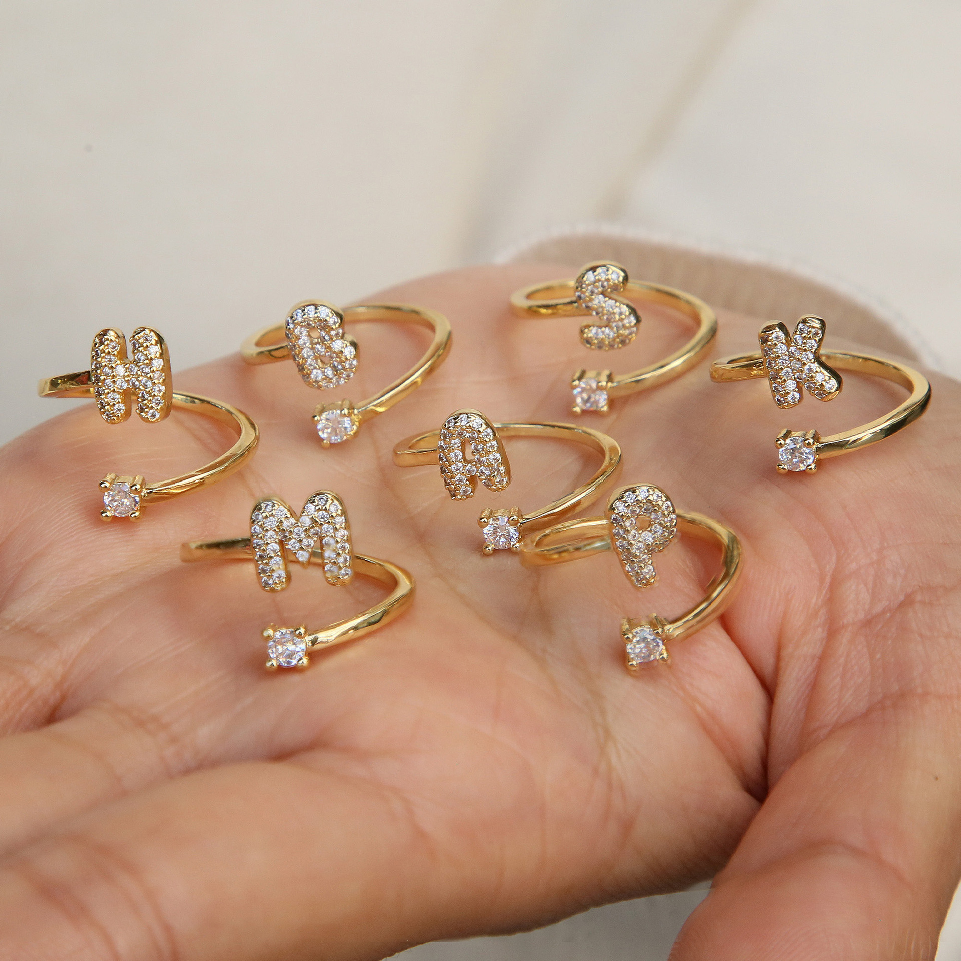 Dainty Bubble Diamond Wrap Initial Ring