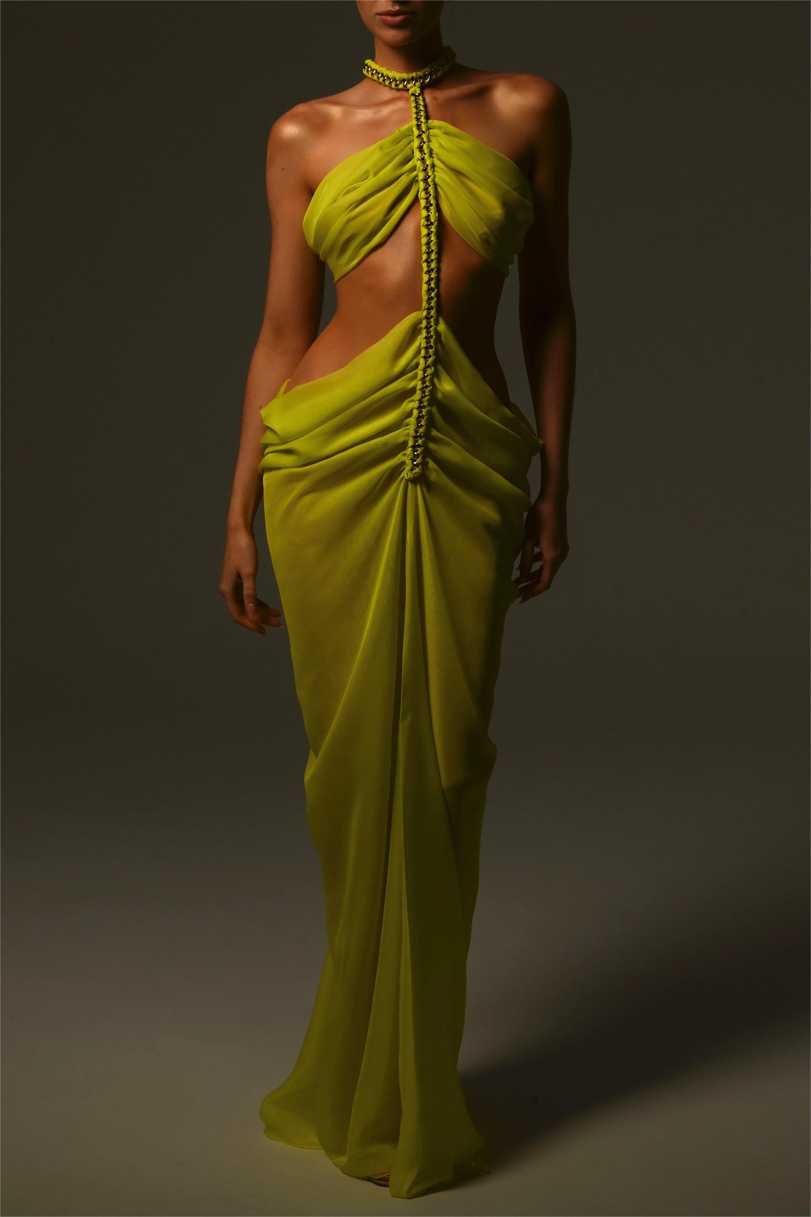 Valentina™| Abito midi in chiffon con taglio a metà e spacco