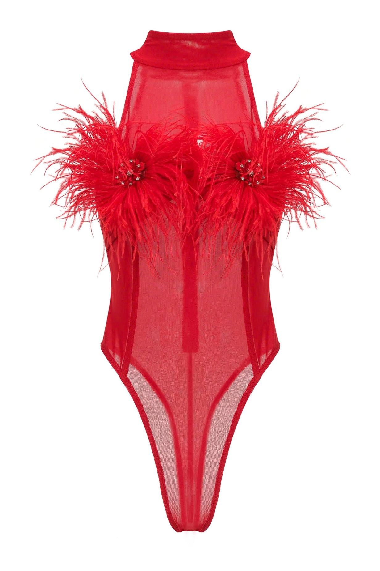 Valentina™| Set body e pantaloni con piume