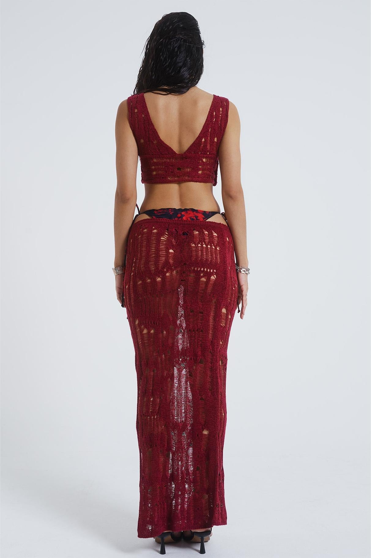 Valentina™| Top in maglia con pizzo e set di gonne midi a vita bassa