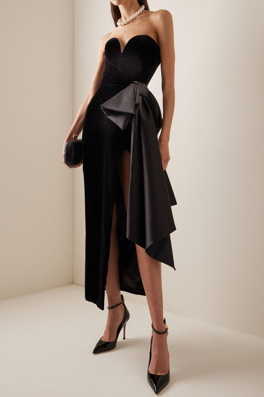 Valentina™| Vestito midi con fiocco e senza spalle