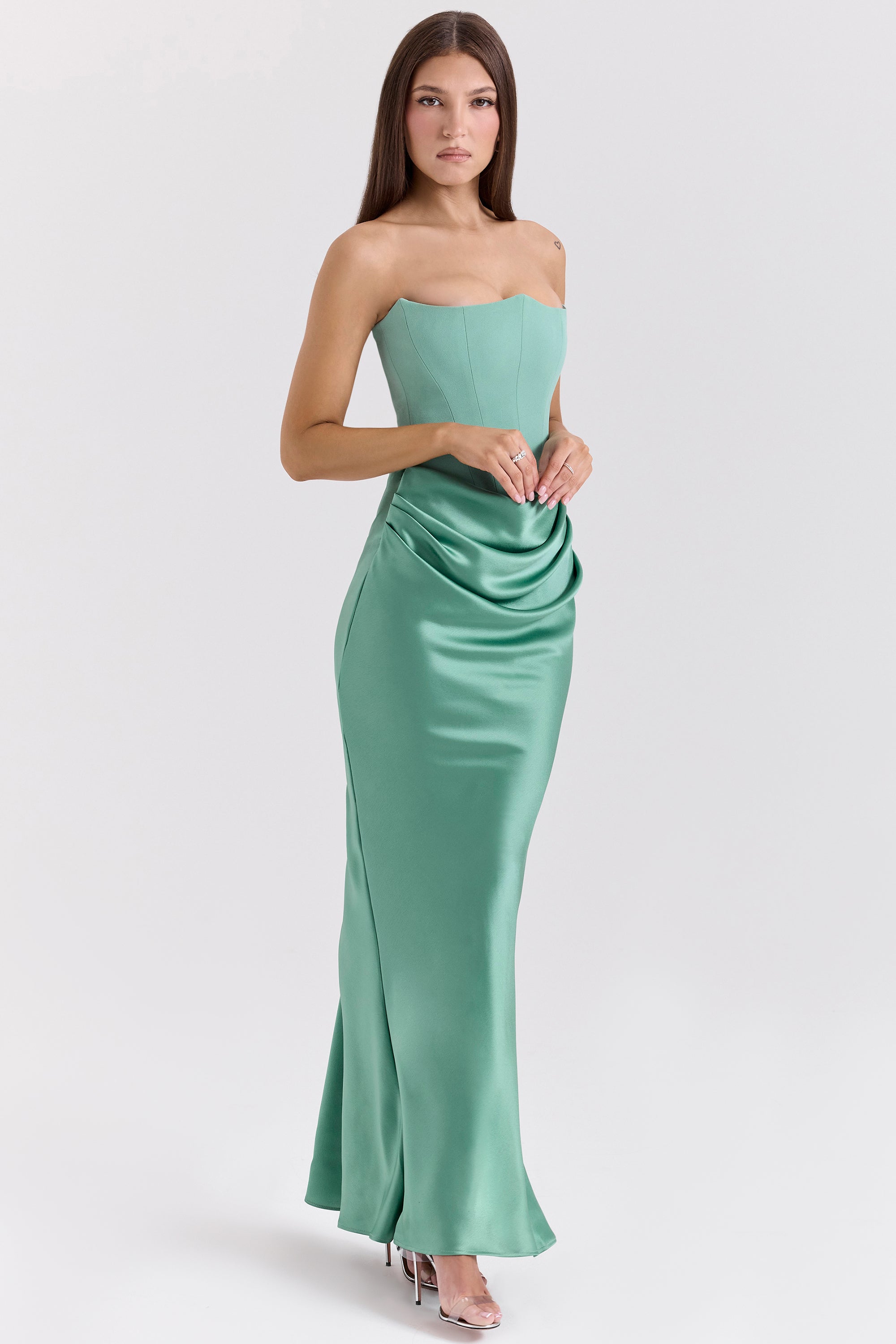 Valentina™| Vestito midi off-shoulder in raso