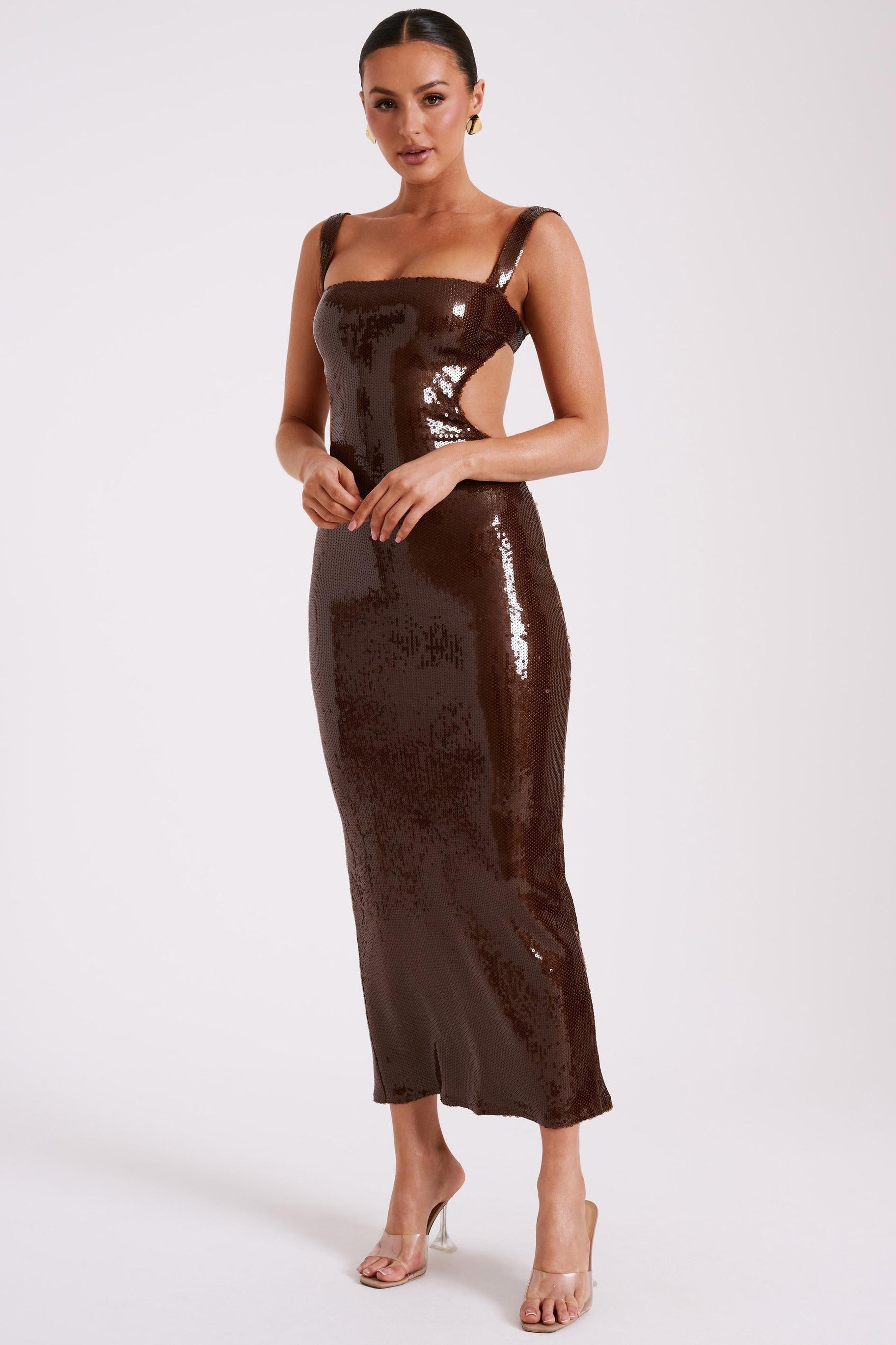 Valentina™| Maxi abito cut-out in paillettes