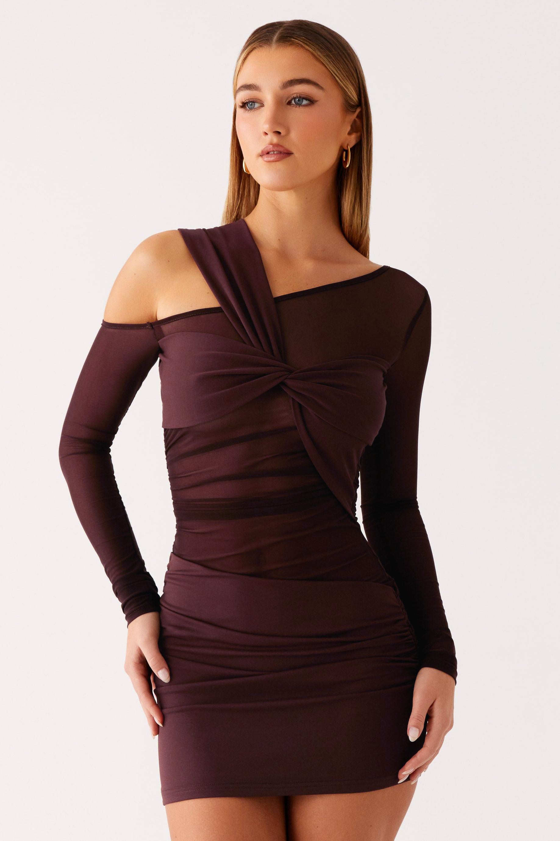 Valentina™| Mini abito a maglia con maniche lunghe e nodi