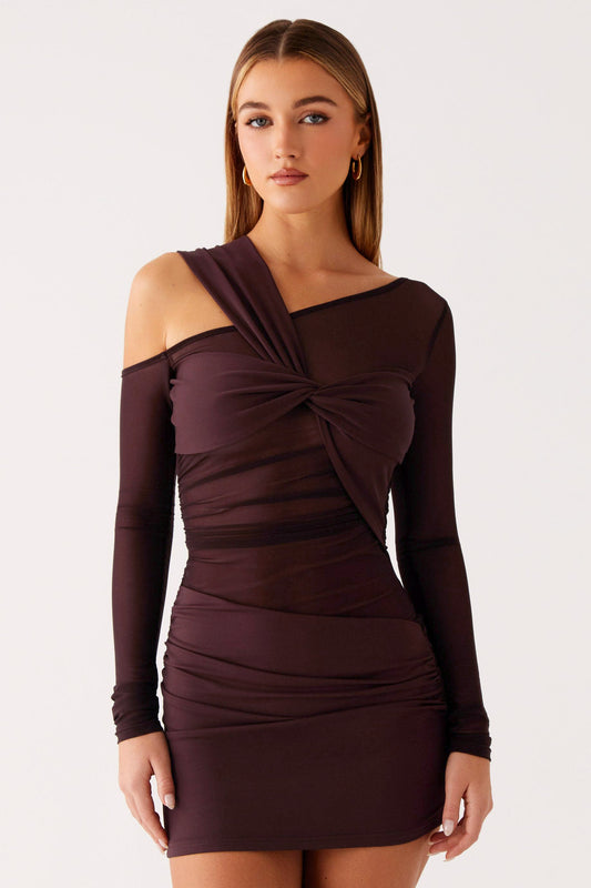 Valentina™| Mini abito a maglia con maniche lunghe e nodi