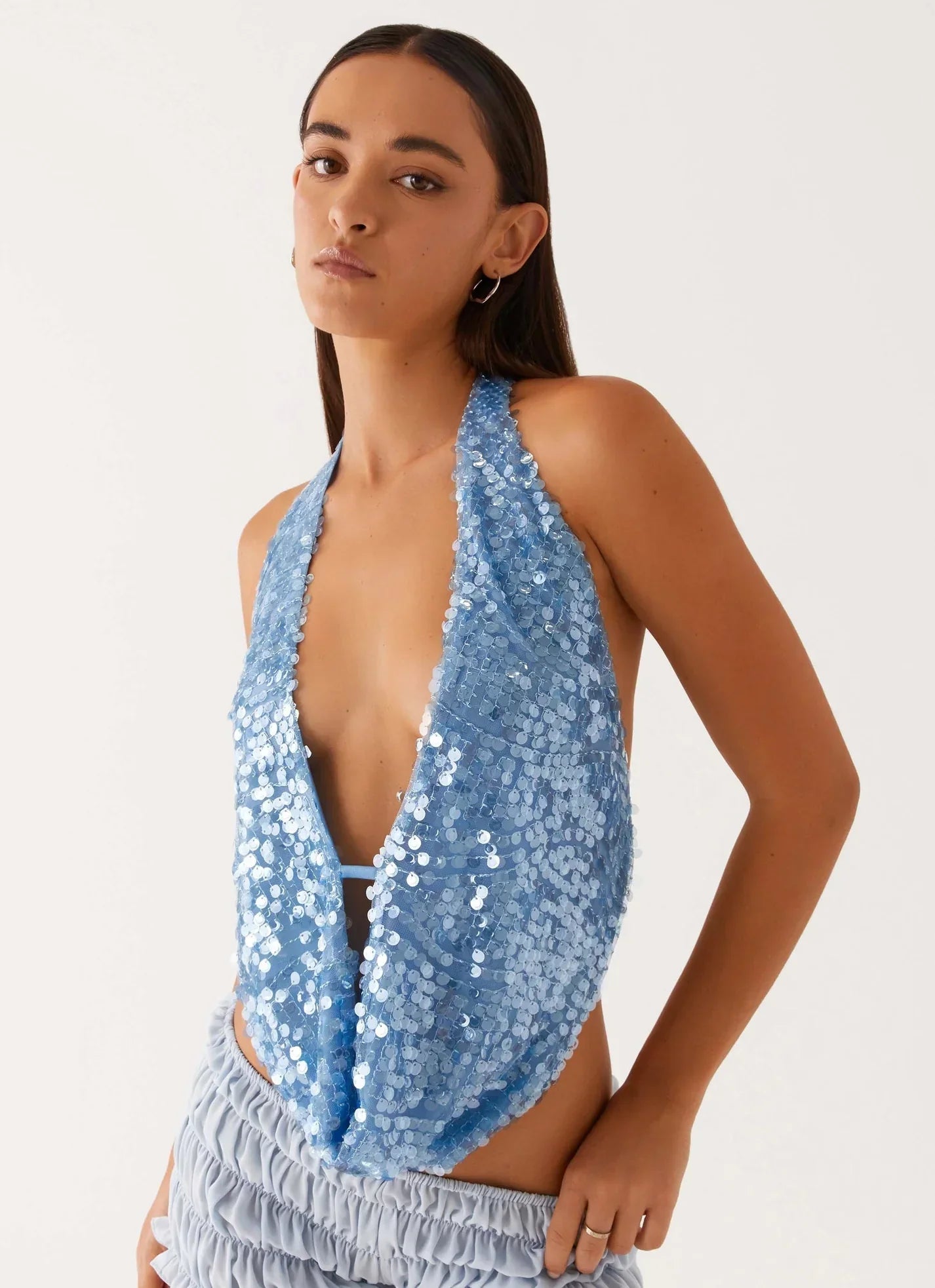 Valentina™| Blu Cowl Top