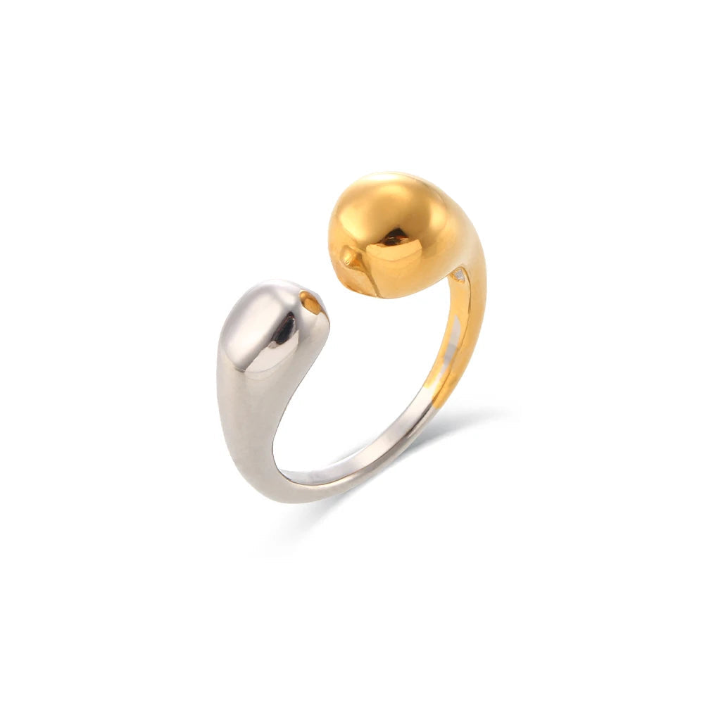 Modern Two Tone Droplet Ring