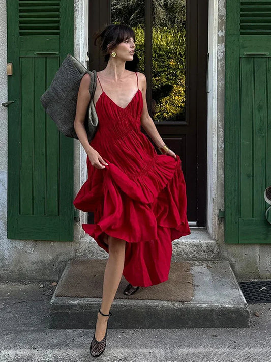 La Parisienne – Abito rosso fluido ed elegante
