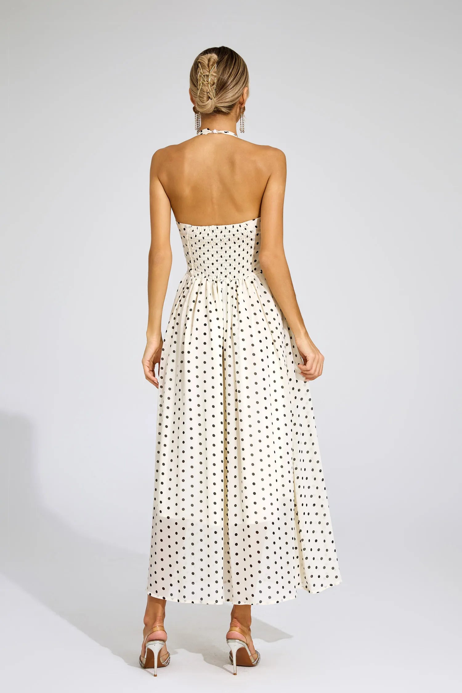 Alliana - White Polka Dot Maxi Dress