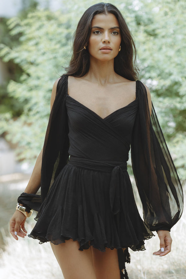 Valentina™| Abito fluido con maniche a farfalla