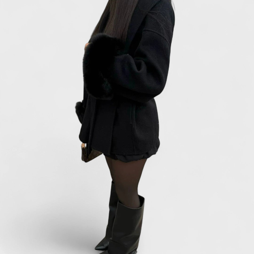 Valentina™| Cappotto elegante con dettagli in pelliccia ecologica