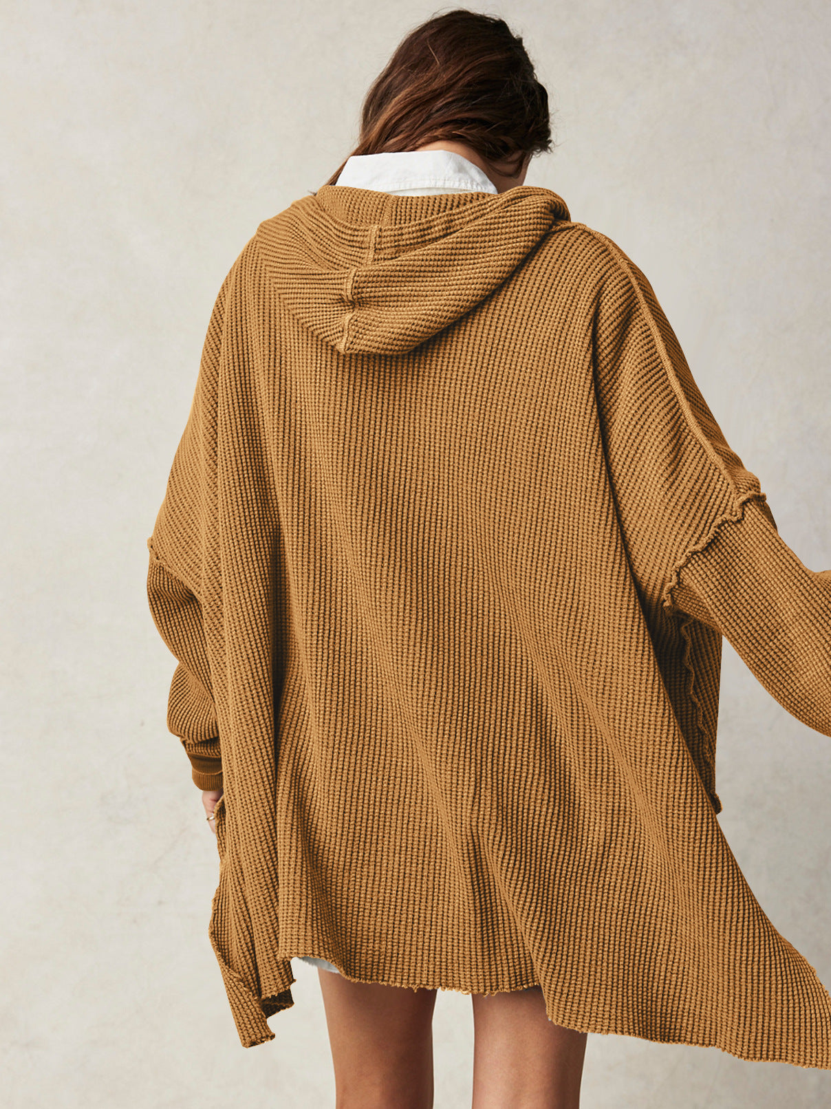 Felpa con cappuccio oversize a maglia waffle - Giulia