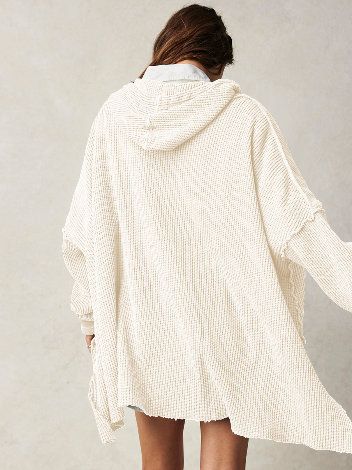 Felpa con cappuccio oversize a maglia waffle - Giulia