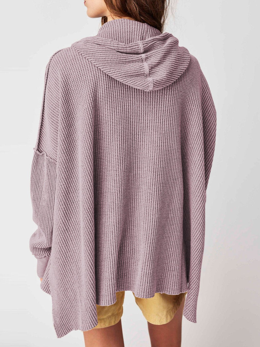 Felpa con cappuccio oversize a maglia waffle - Giulia
