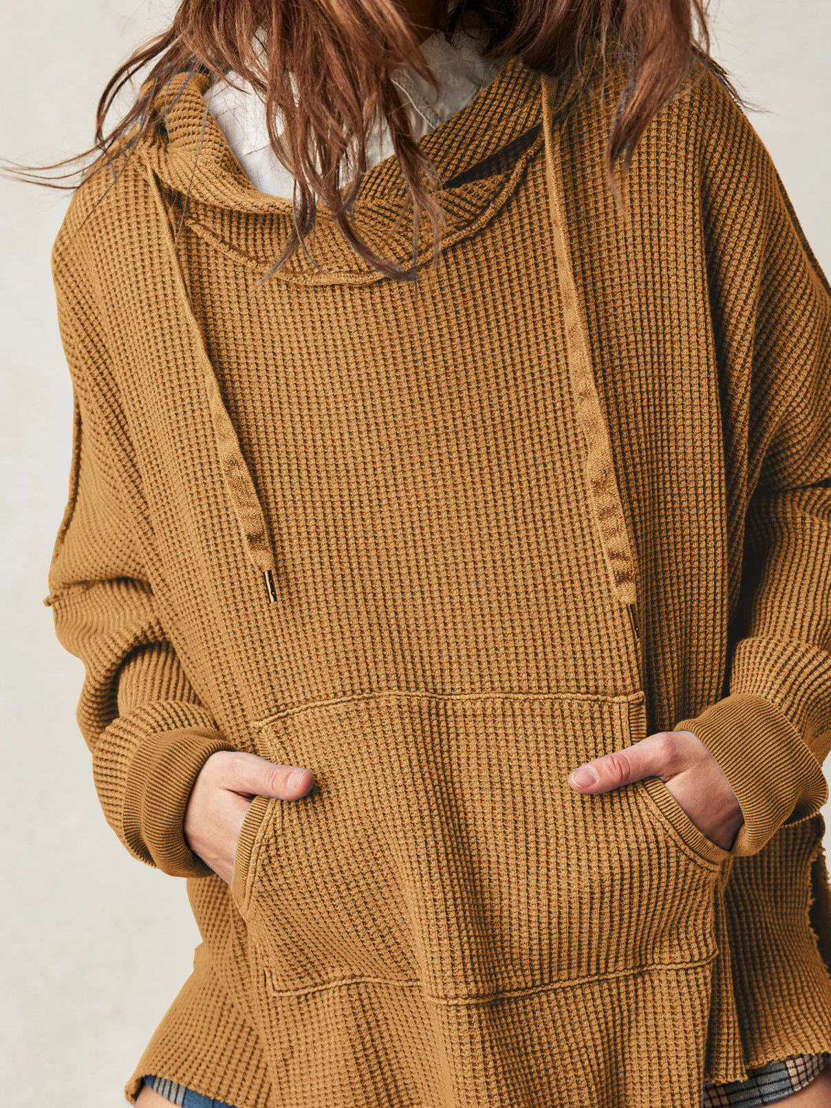 Felpa con cappuccio oversize a maglia waffle - Giulia