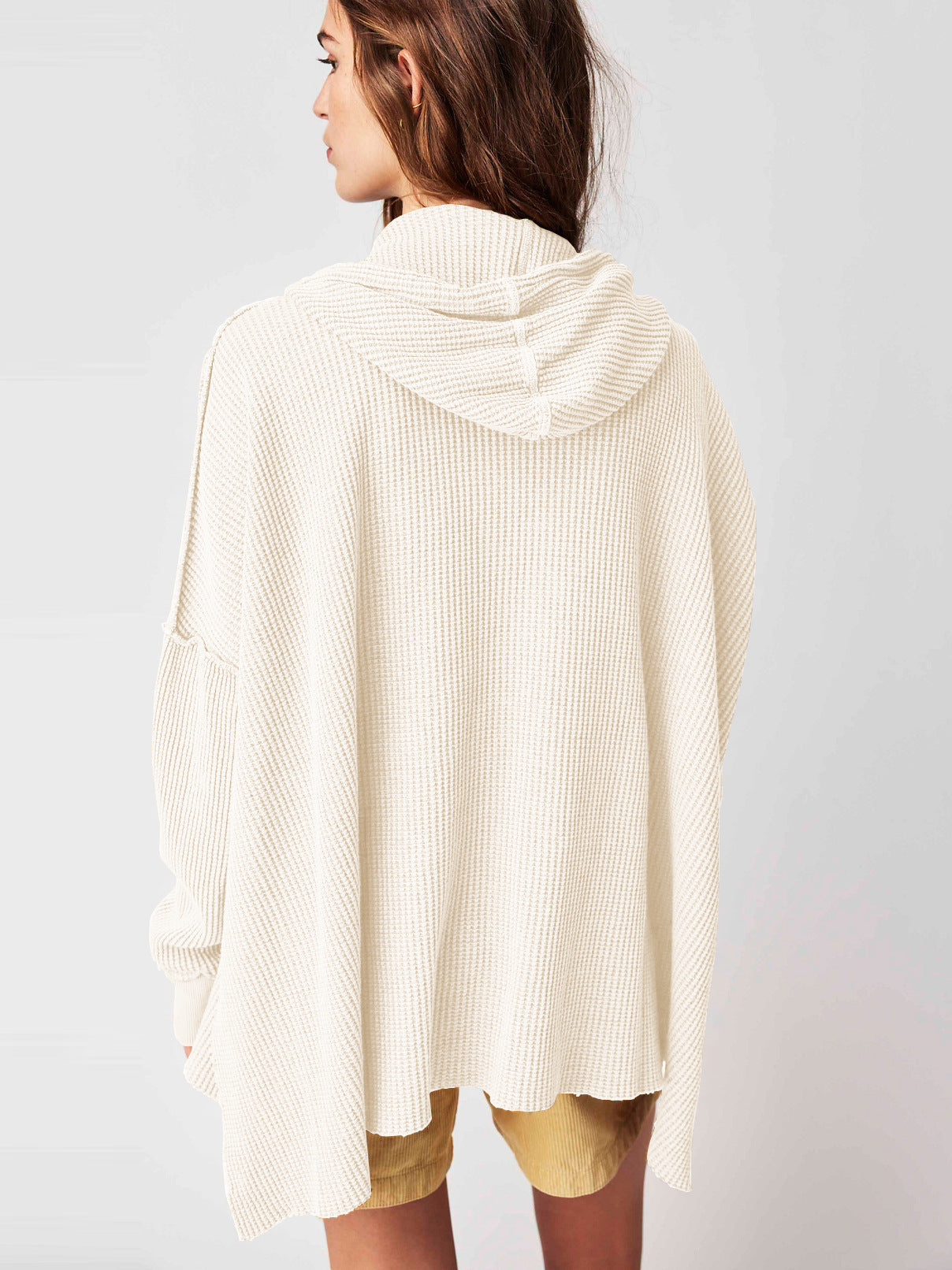 Felpa con cappuccio oversize a maglia waffle - Giulia