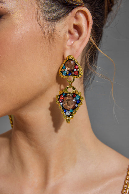 Valentina™| Orecchini a triangolo in metallo con diamante