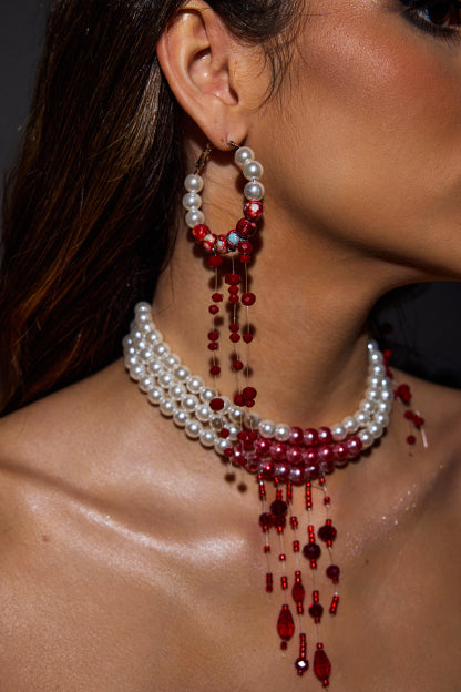 Valentina™| Set collana e orecchini con nappine di perle