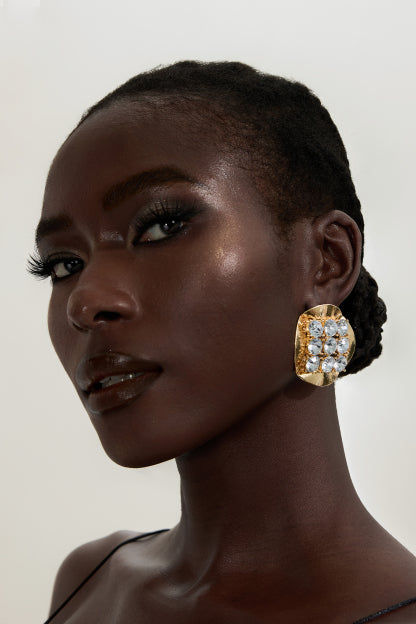 Valentina™| Orecchini tondi in metallo con diamanti finti