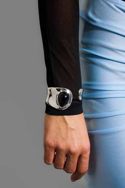 Valentina™| Bracciale in metallo di agata finta di forma irregolare