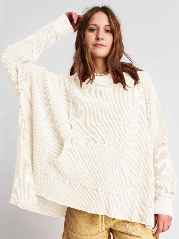 Felpa con cappuccio oversize a maglia waffle - Giulia
