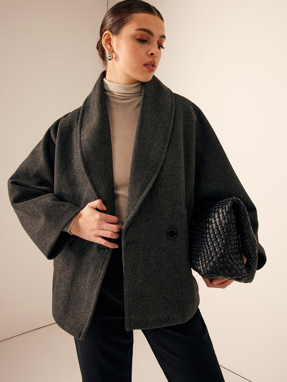 Valentina™| Cappotto in lana con tasche in tweed