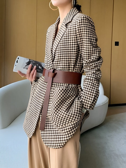 Blazer Iconico Pied de Poule con Cintura