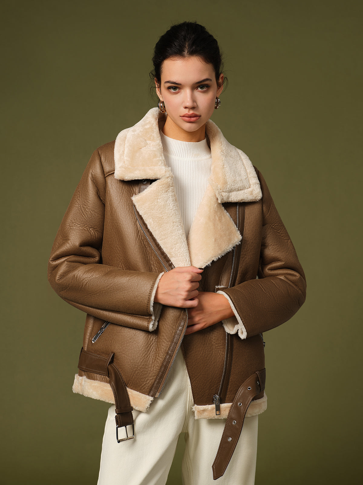 Valentina™| Giacca in Shearling con Cintura e Zip