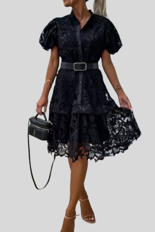 Valentina™| Abito rétro in pizzo con maniche corte