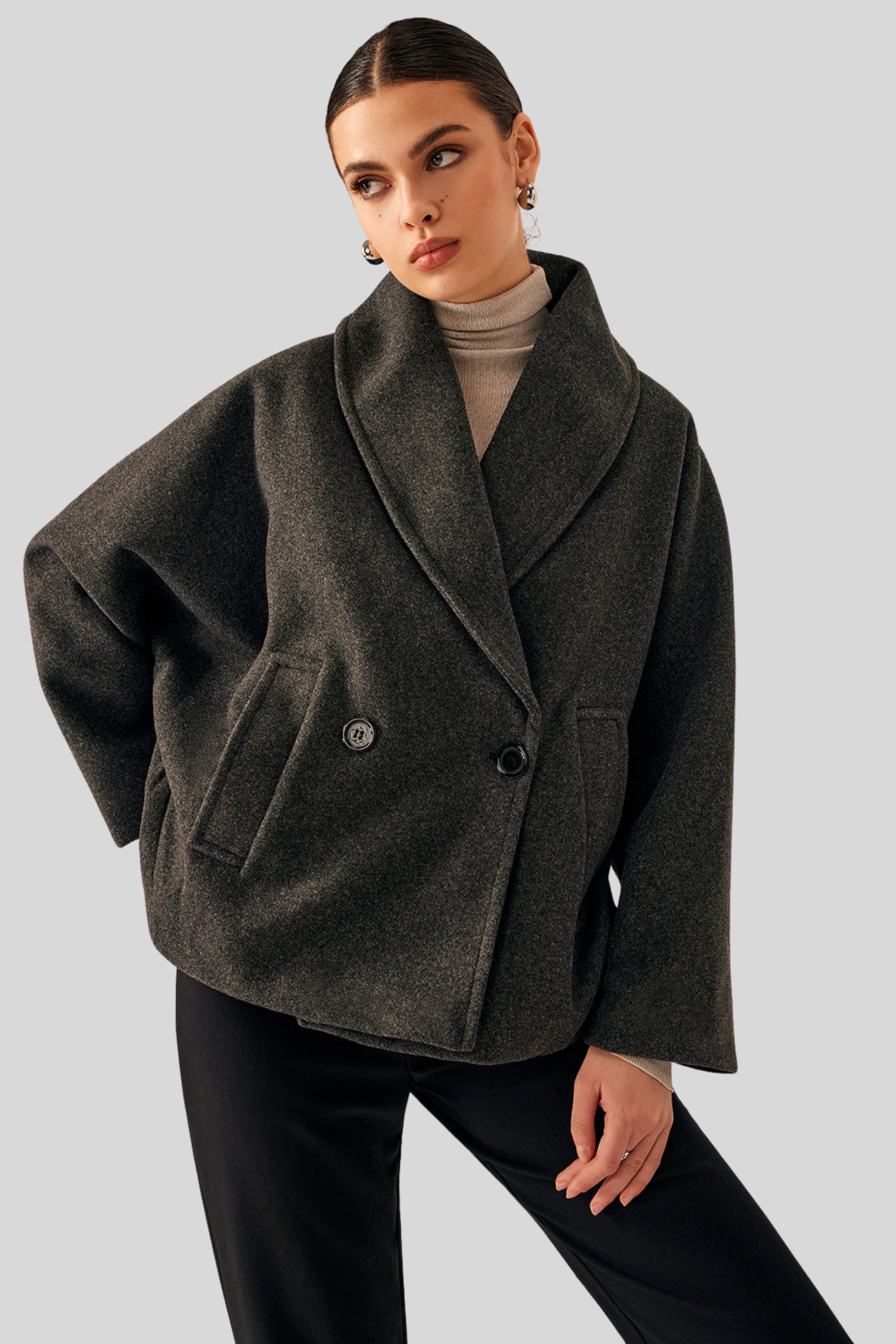 Valentina™| Cappotto in lana con tasche in tweed