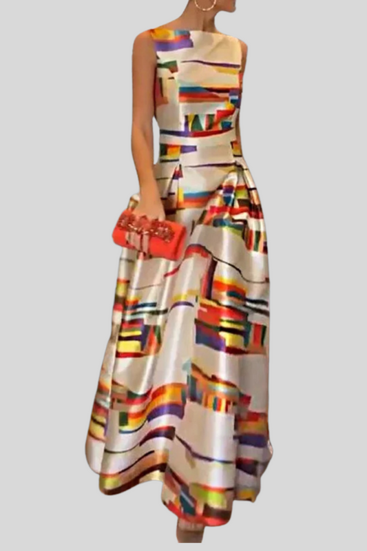 Vernice - Abito lungo satinato multicolore