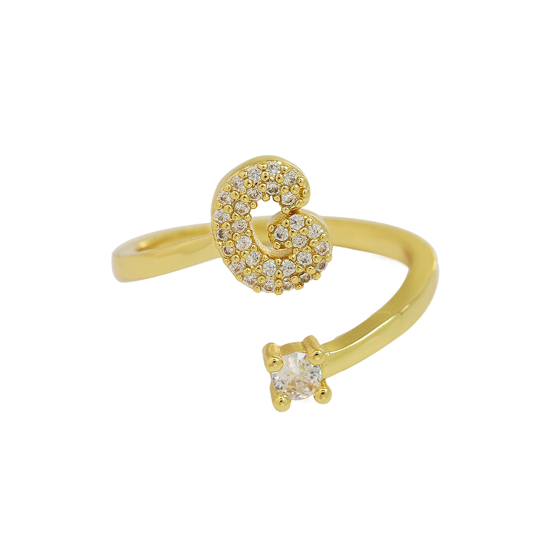 Dainty Bubble Diamond Wrap Initial Ring
