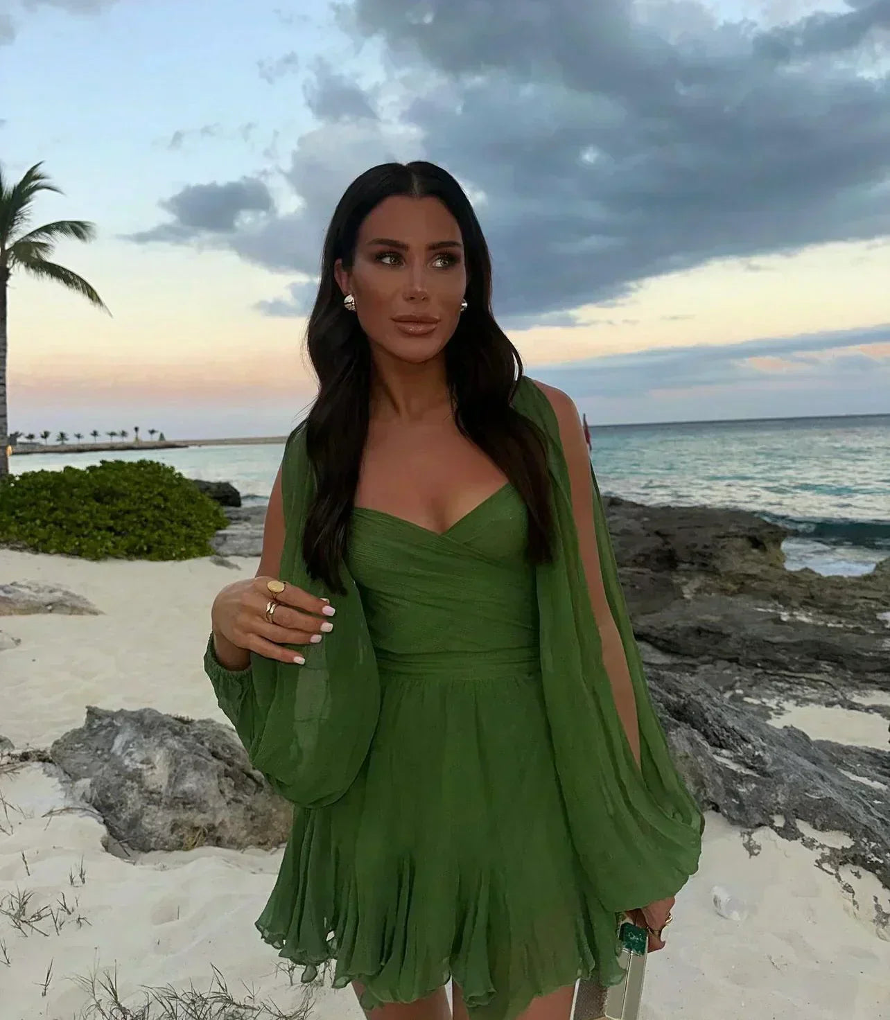 Valentina™| Abito fluido con maniche a farfalla