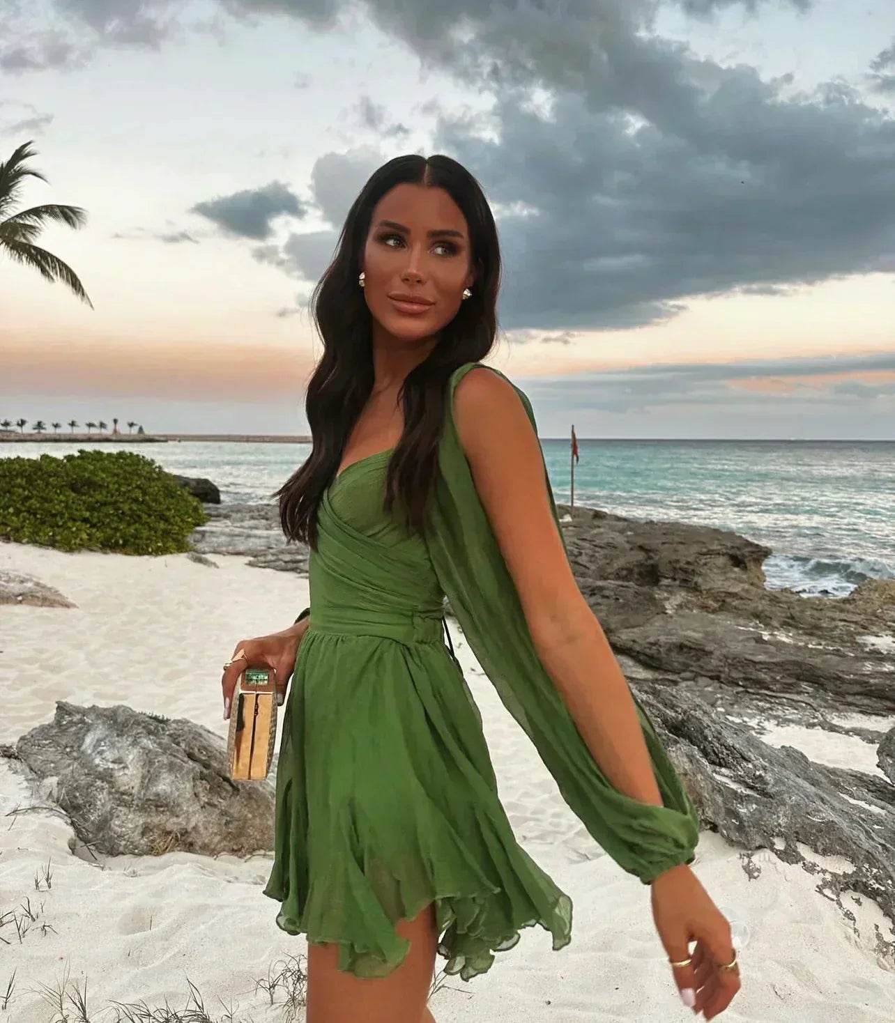 Valentina™| Abito fluido con maniche a farfalla