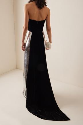 Valentina™| Maxi abito con paillettes fuori dalla spalla