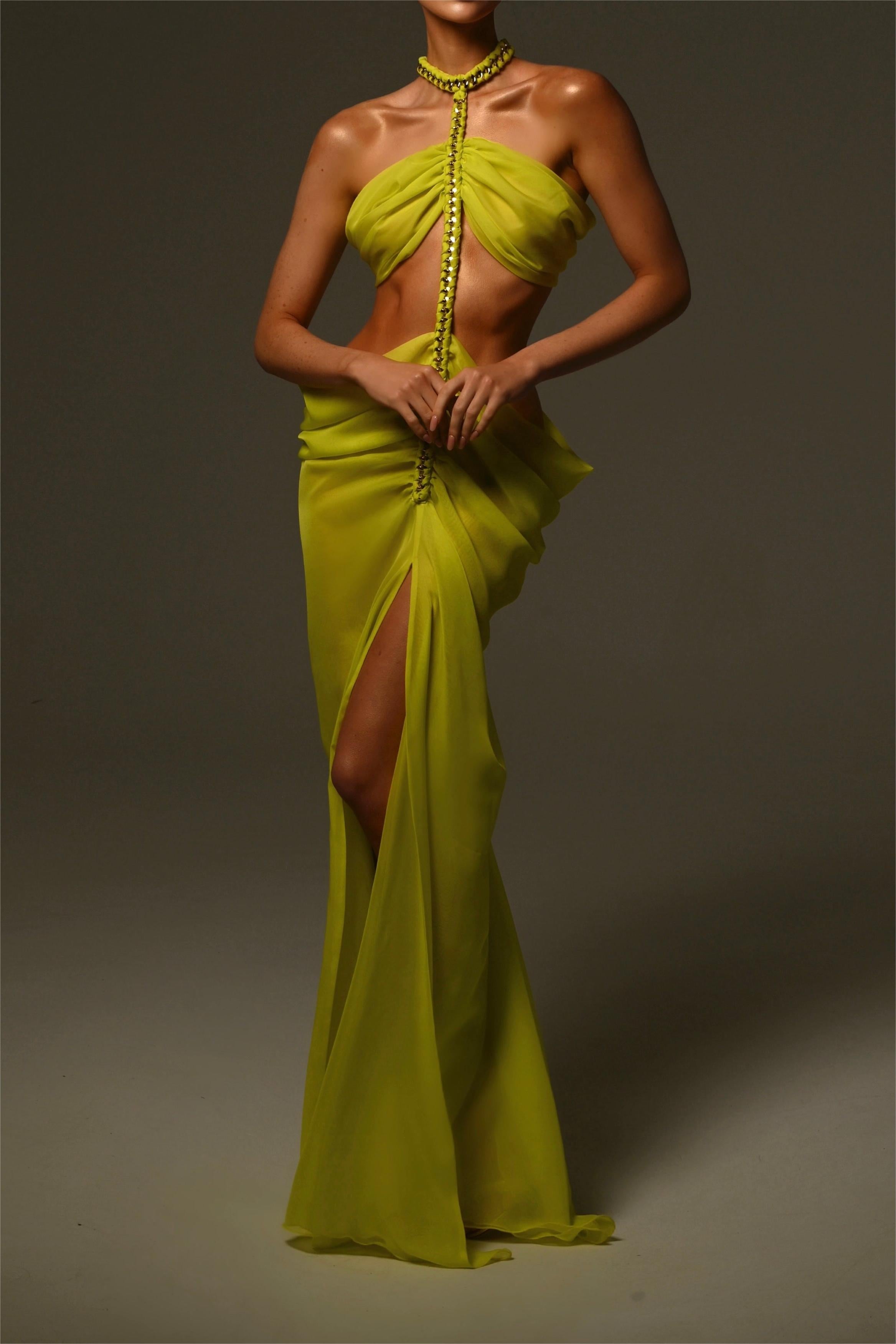 Valentina™| Abito midi in chiffon con taglio a metà e spacco