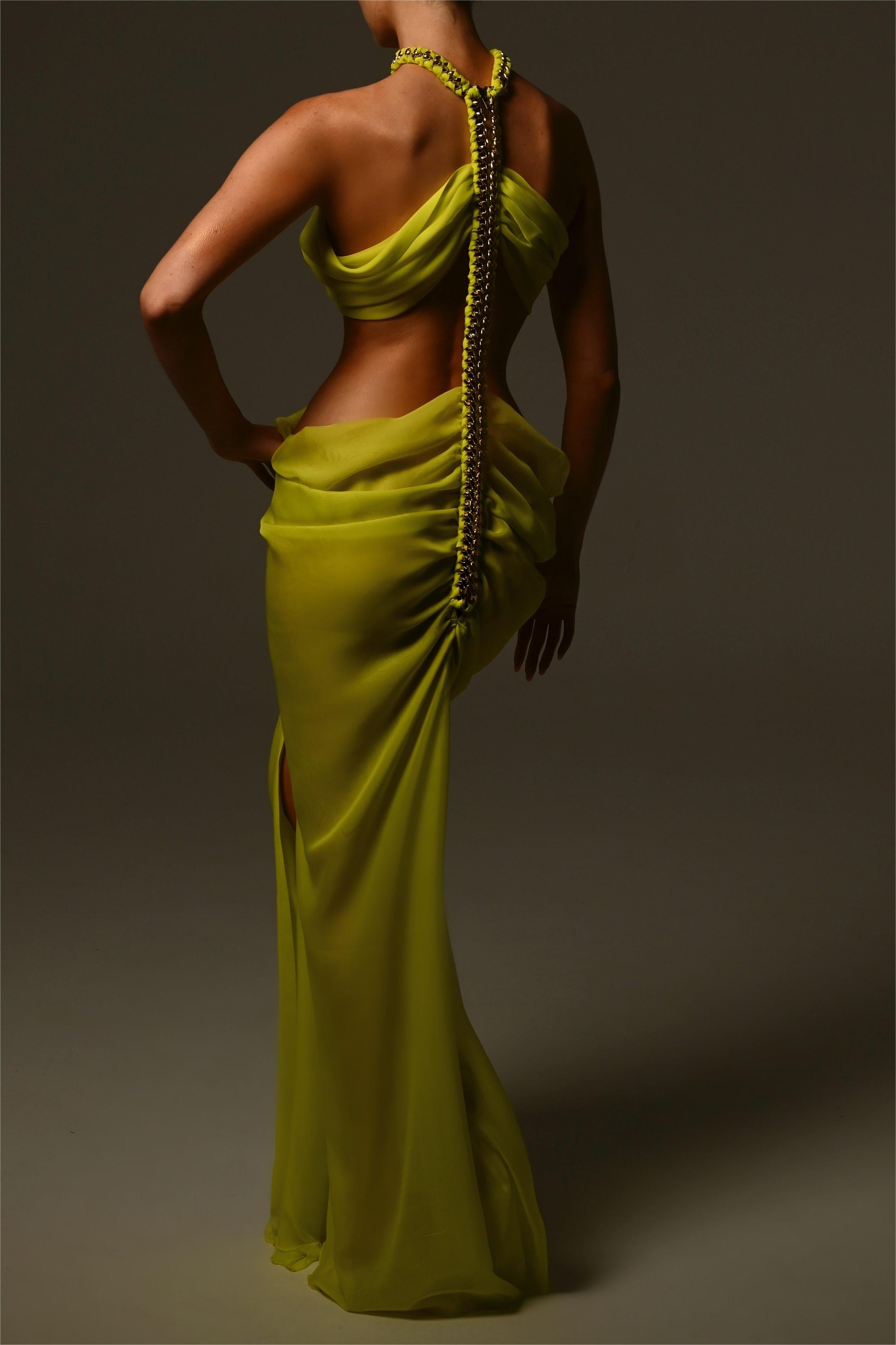 Valentina™| Abito midi in chiffon con taglio a metà e spacco