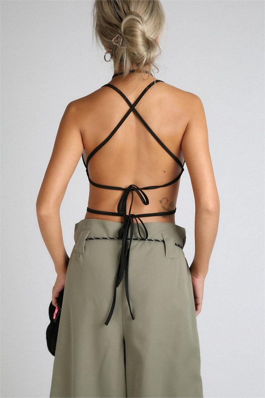 Valentina™| Set di pantaloni e top in pizzo senza schienale