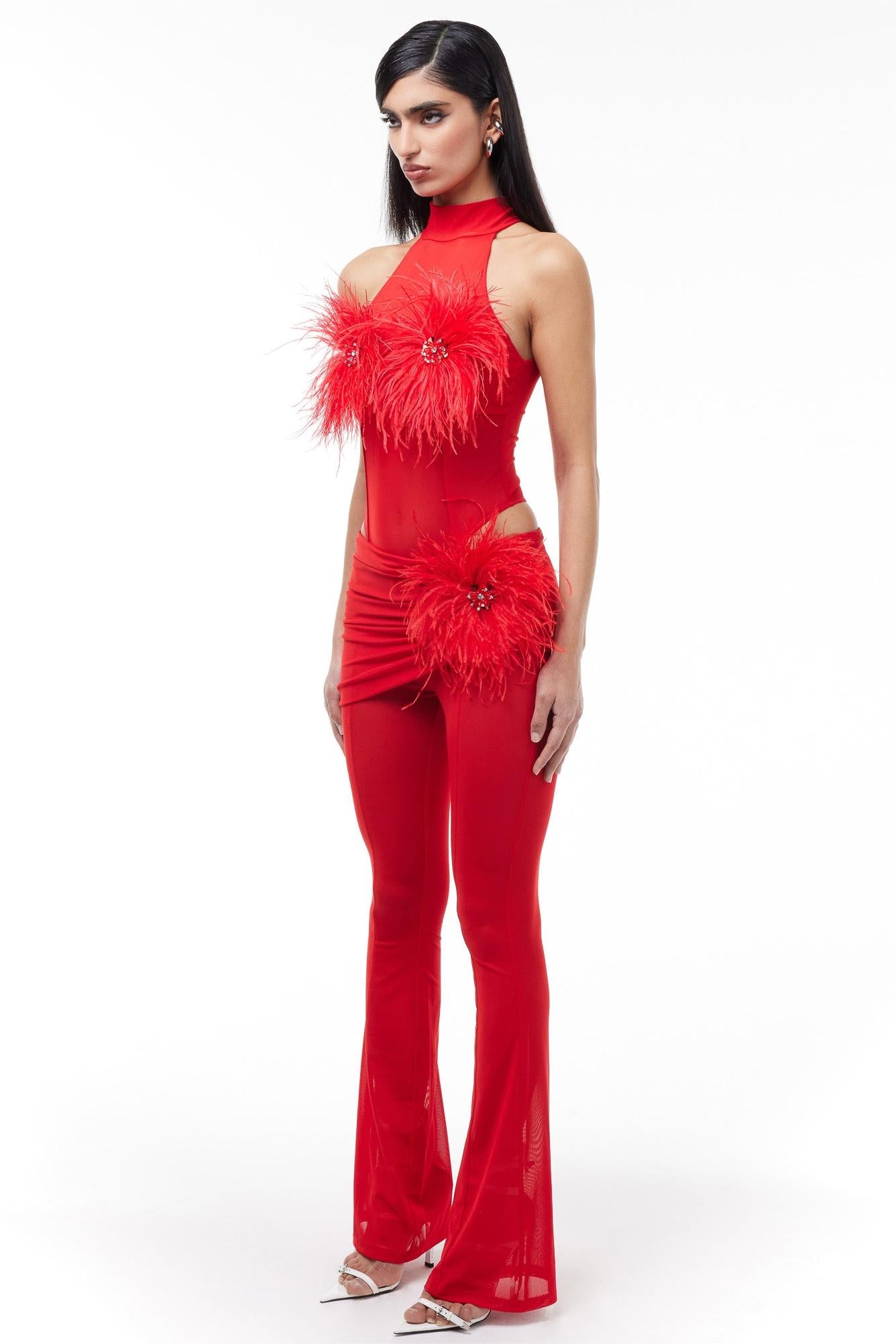 Valentina™| Set body e pantaloni con piume