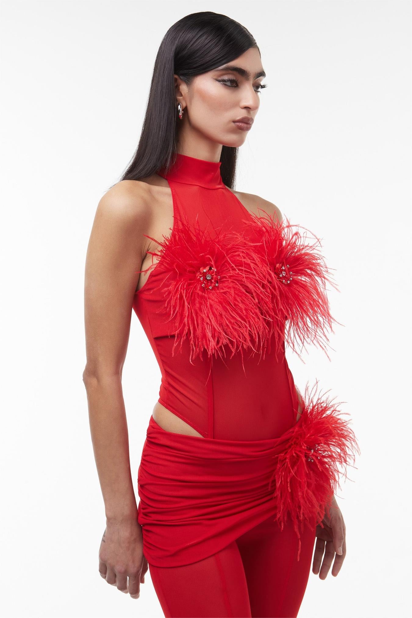 Valentina™| Set body e pantaloni con piume