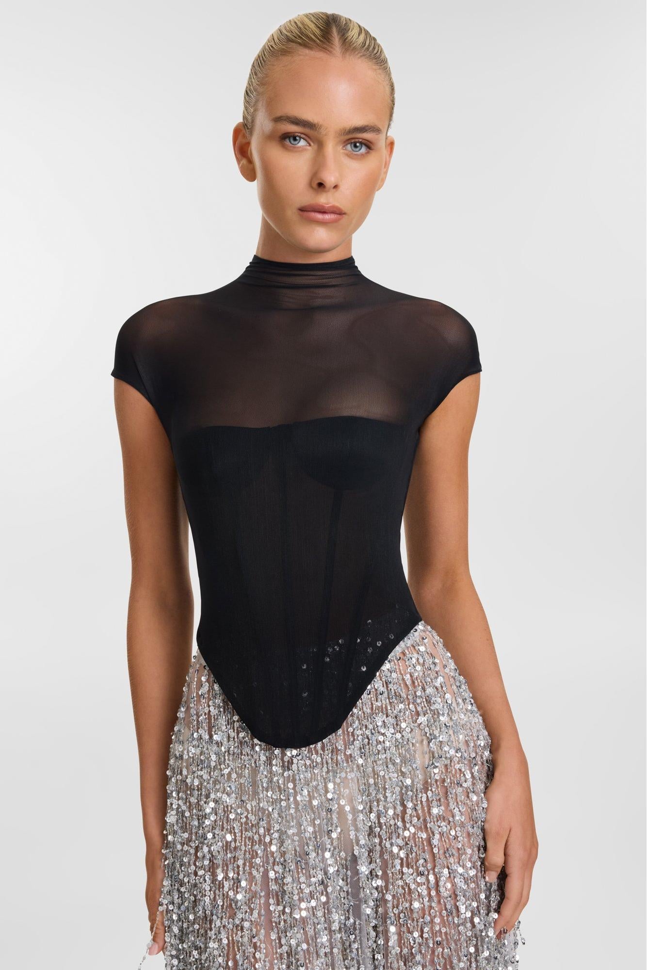 Valentina™| Set corsetto in rete e gonna di paillettes